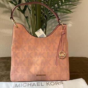 SOLD!!!Michael Kors Joan Large Slouchy Hobo Shoulder Bag Sunset Rose Pink Purse.
